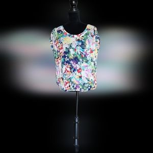 #C47 Women's Short Sleeve Floral Print Blouse